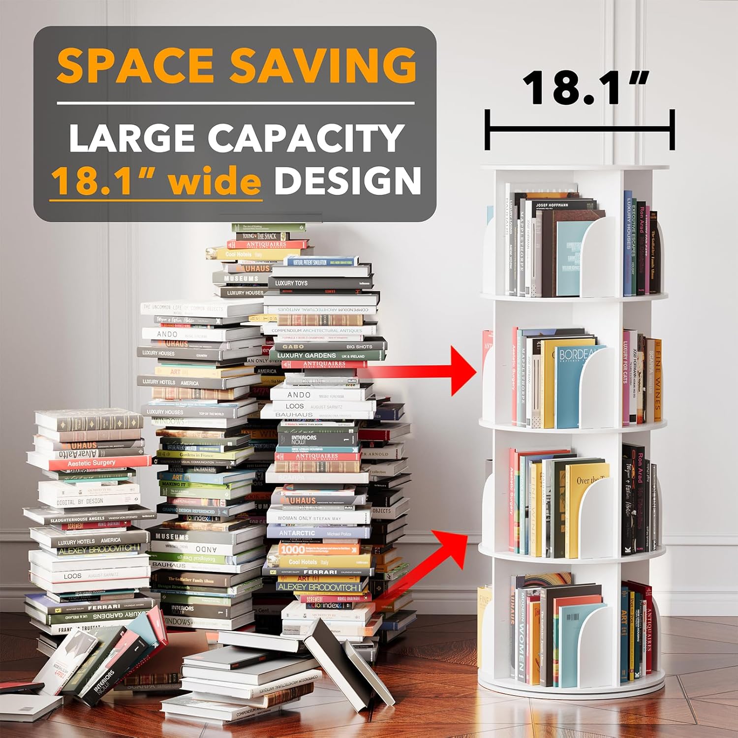 4 Tier Rotating Bookshelf Tower