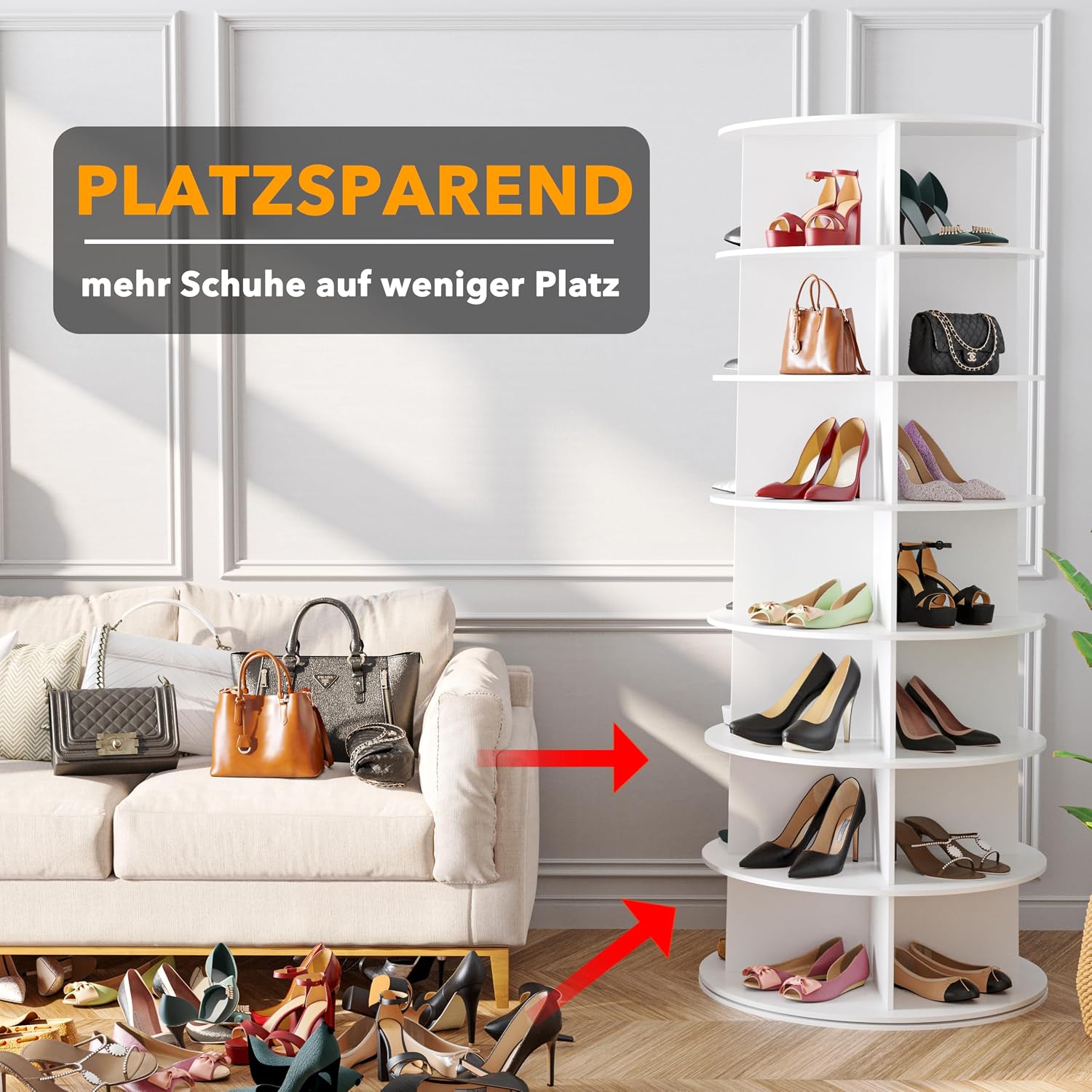 7 Tier Rotating Shoe Rack Tower