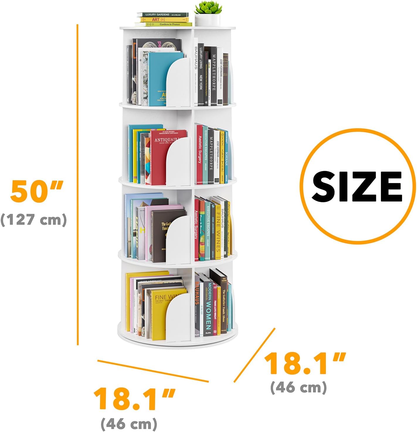 4 Tier Rotating Bookshelf Tower