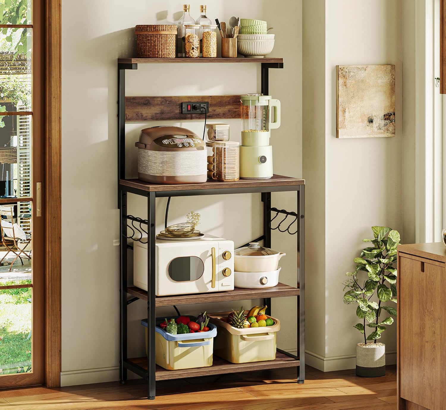 Kitchen Bakers Rack with Power Outlet
