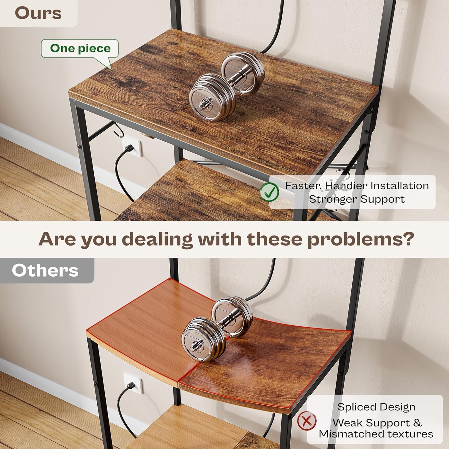 Kitchen Bakers Rack with Power Outlet