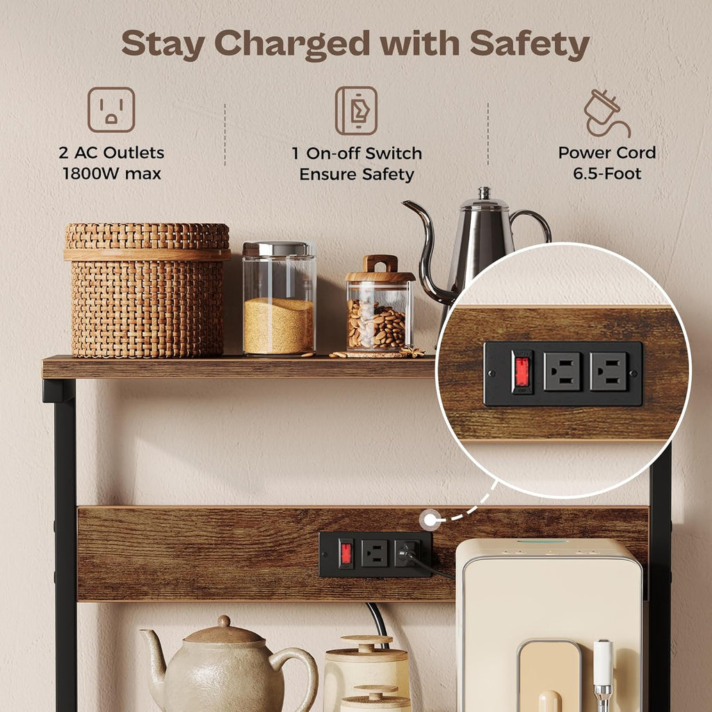 Kitchen Bakers Rack with Power Outlet